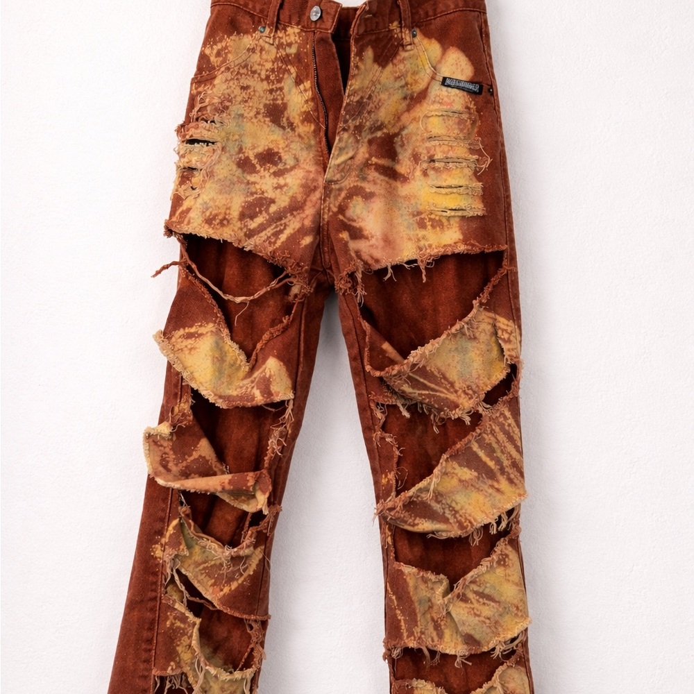 Circle T Distressed Flare Jeans in Rust